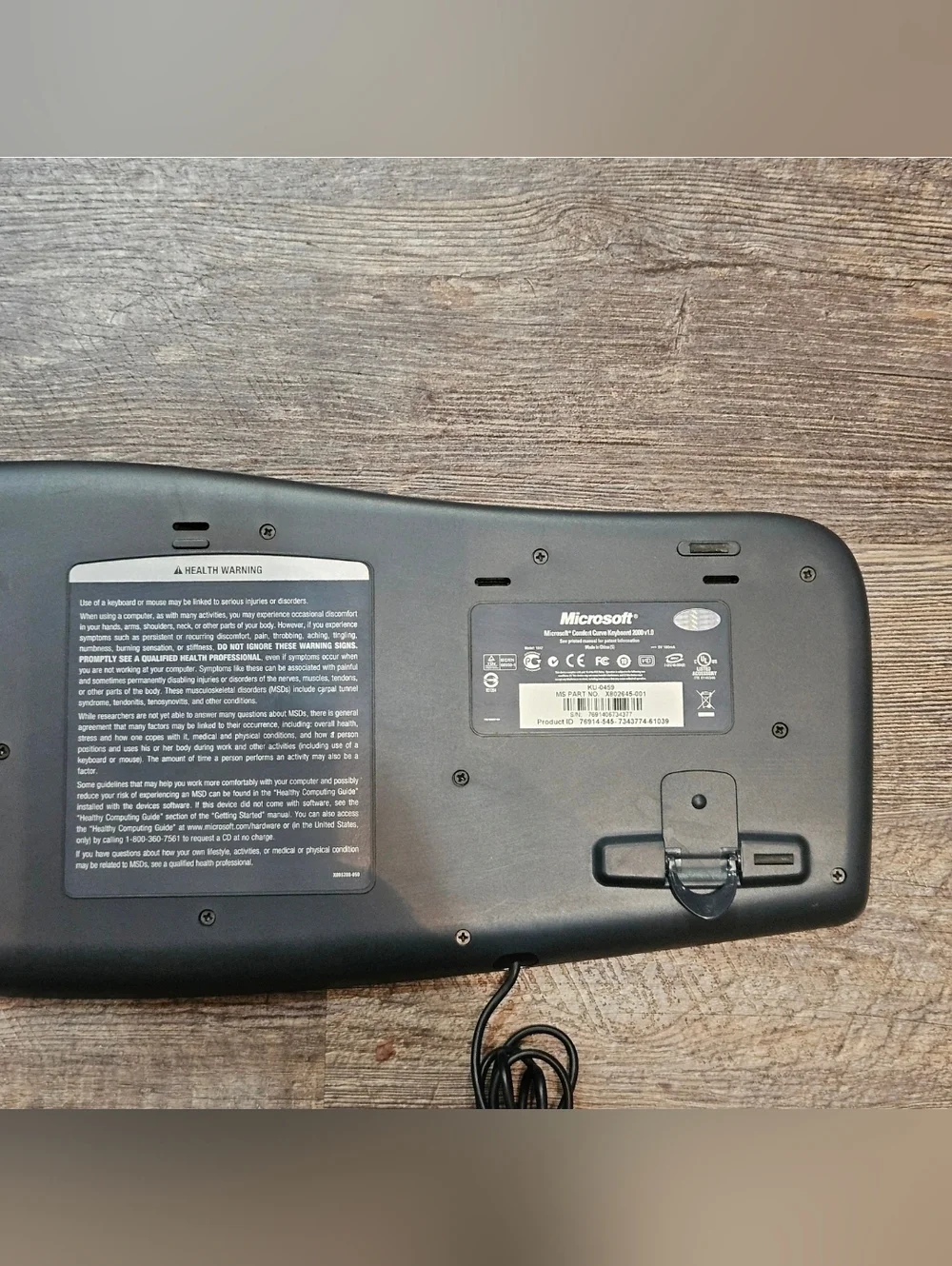 Microsoft Keyboard Comfort Curve 2000v & USB Optical Receiver 1028